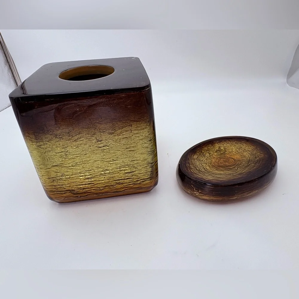 Veratex Gold and Brown Decorative Tissue Cover and Soap Dish